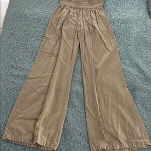 Rewash Tan Wide-Leg Jumpsuit stretches at the waist